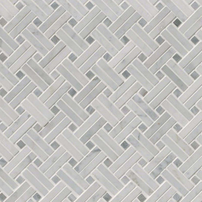 Carrara White in Carrara White - Basketweave Polished Natural Stone