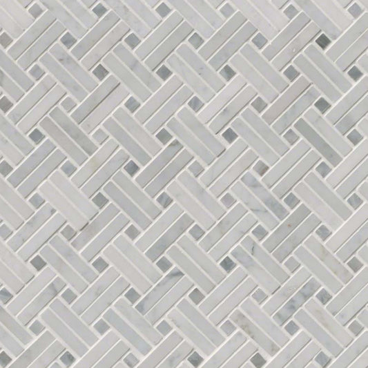 Carrara White in Carrara White - Basketweave Polished Natural Stone