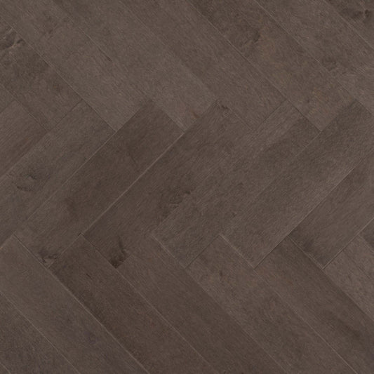 Admiration Engineered - Maple in Charcoal - 5" Herringbone Smooth Hardwood