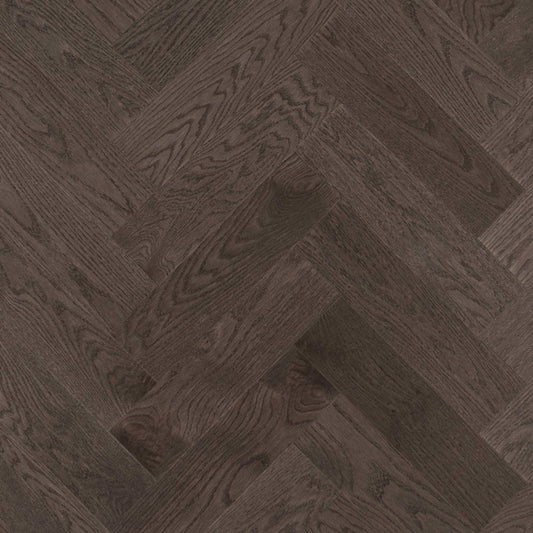 Admiration Engineered - Red Oak in Charcoal - 5" Herringbone Smooth Hardwood