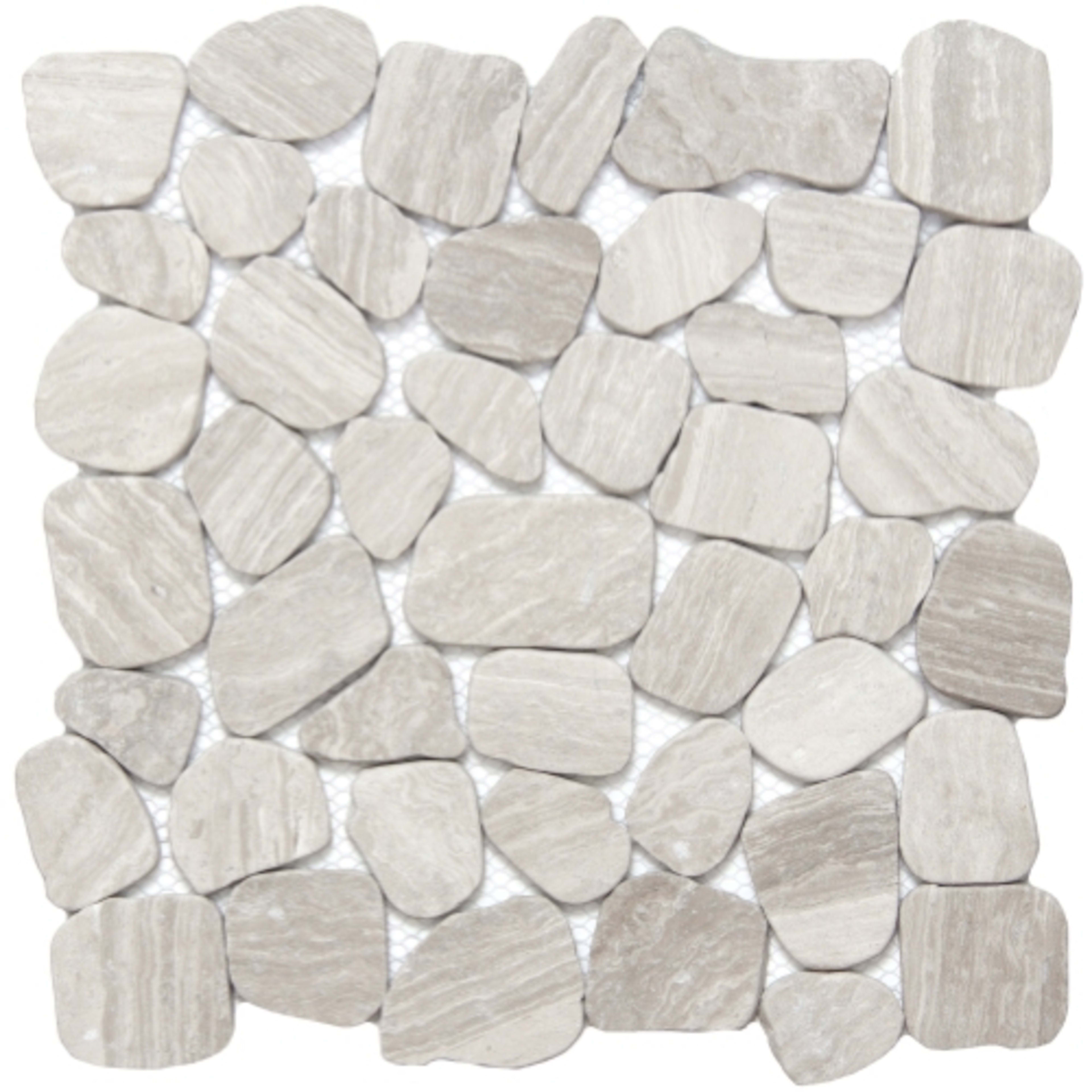 Cultura in Cream 12" X 12" Pebble On Mesh Natural Stone