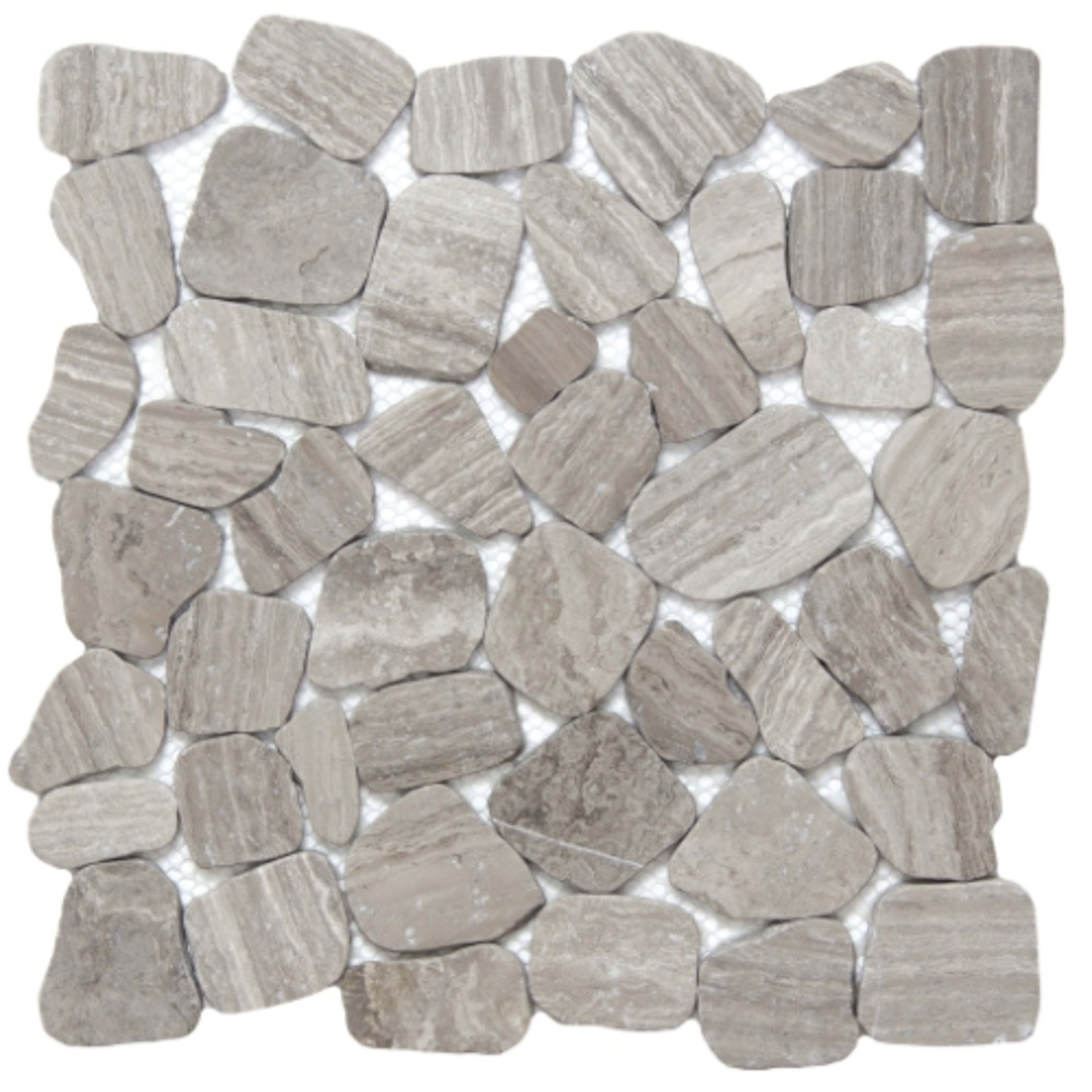 Cultura in Gray 12" X 12" Pebble On Mesh Natural Stone