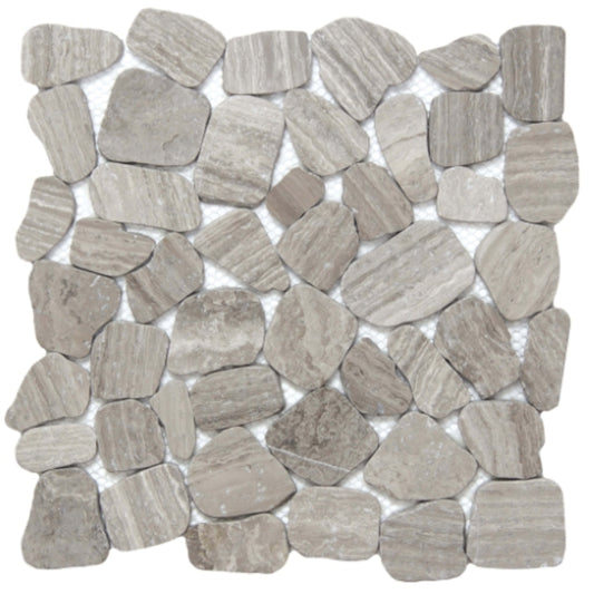 Cultura in Gray 12" X 12" Pebble On Mesh Natural Stone
