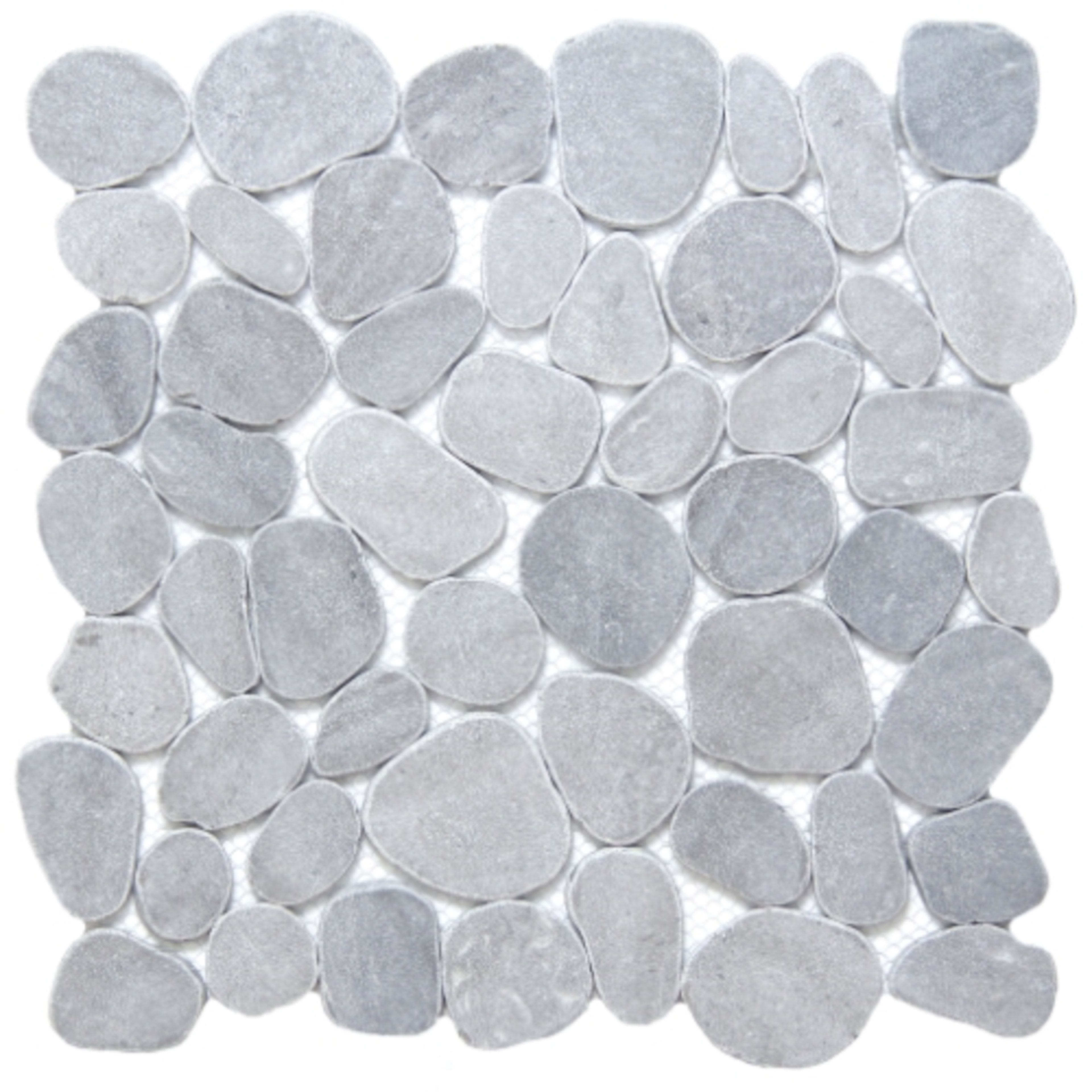 Cultura in Silver 12" X 12" Pebble On Mesh Natural Stone