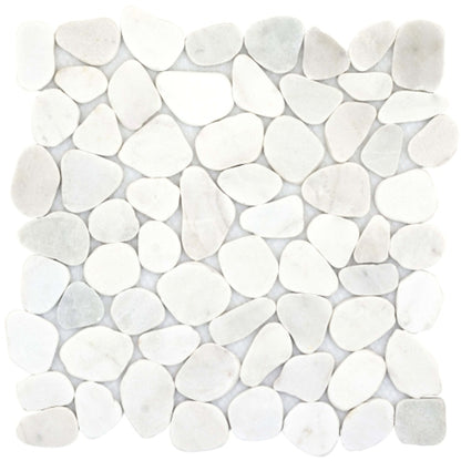 Cultura in White 12" X 12" Pebble On Mesh Natural Stone