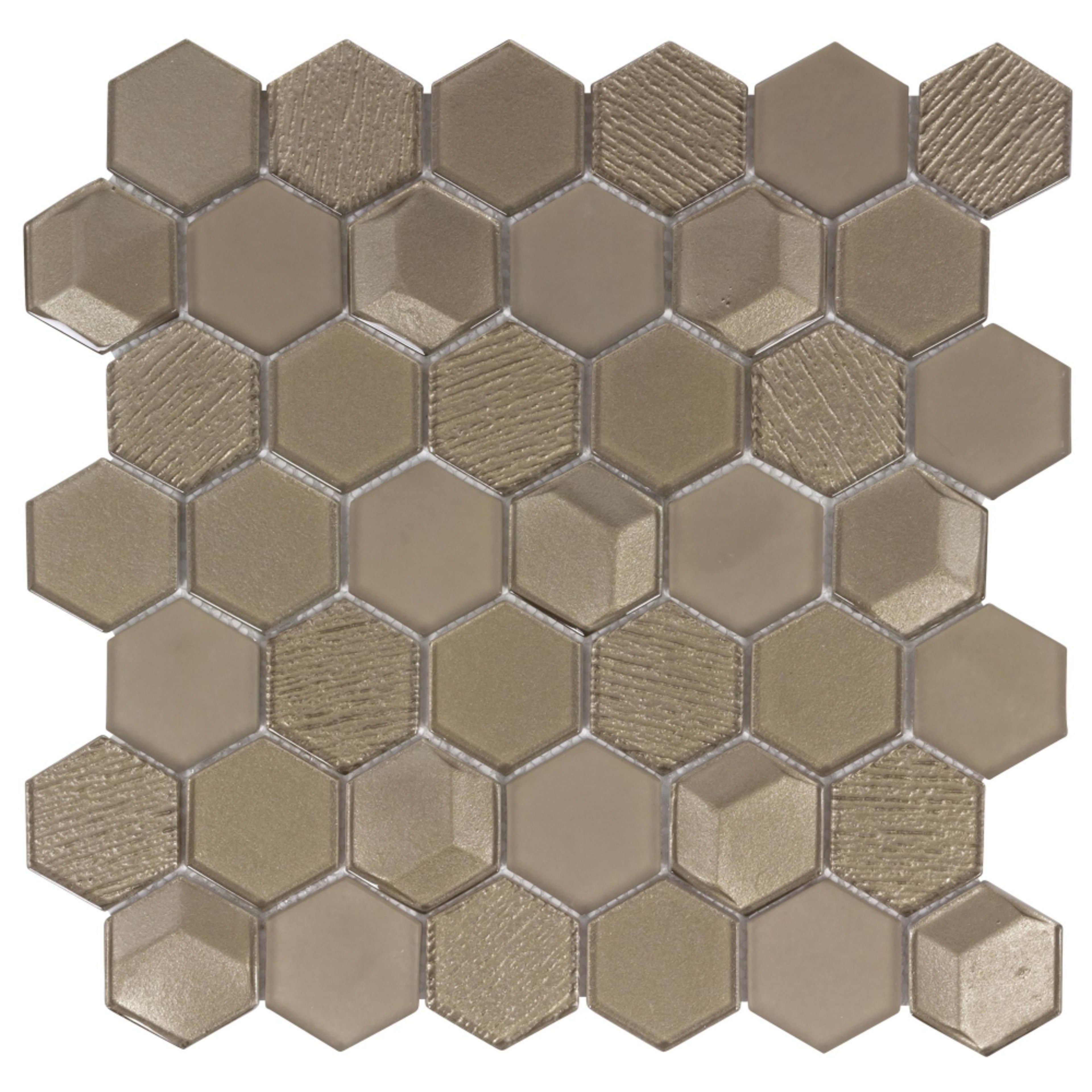 Monet Magic in Champagne Hex Glass Tile