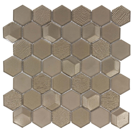 Monet Magic in Champagne Hex Glass Tile
