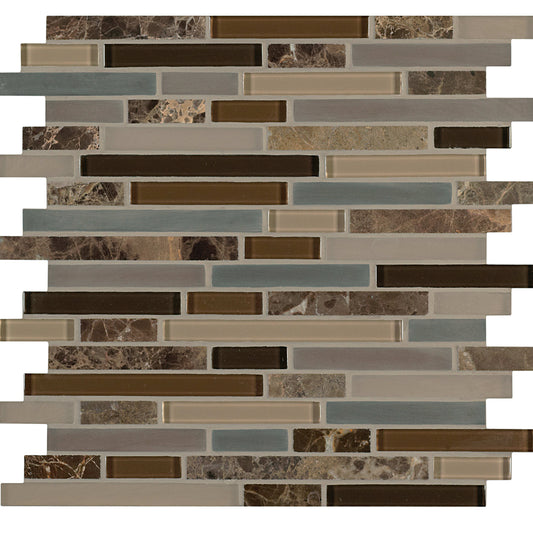 Ebb and Flow in Sticks And Stones Linear Mix Glass Tile
