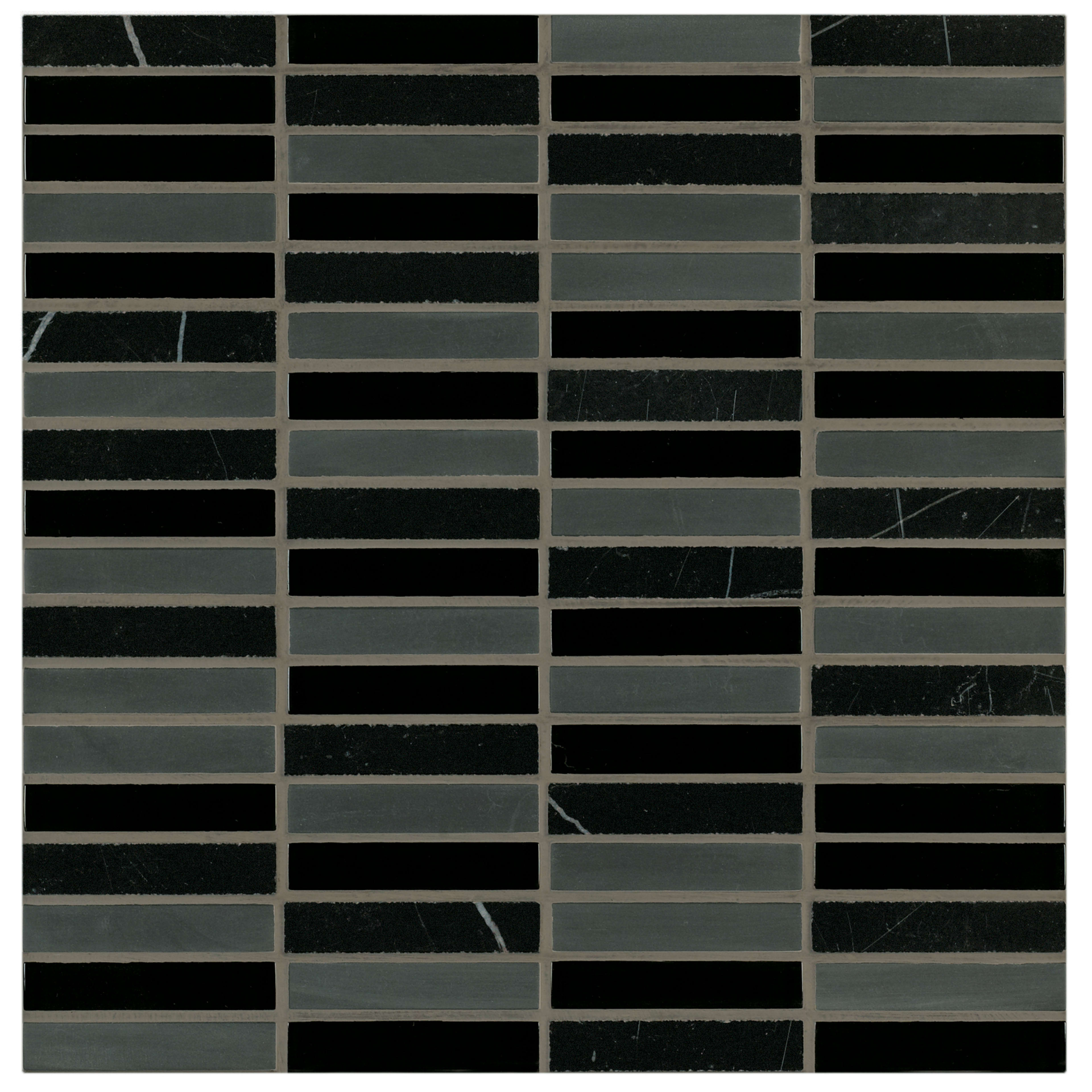 Ebb and Flow in Cinders And Smoke .5"x3" Glass Tile
