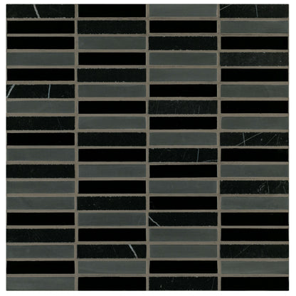 Ebb and Flow in Cinders And Smoke .5"x3" Glass Tile