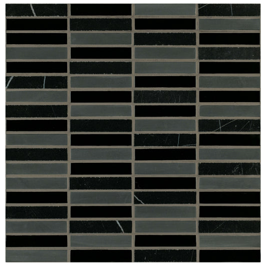 Ebb and Flow in Cinders And Smoke .5"x3" Glass Tile