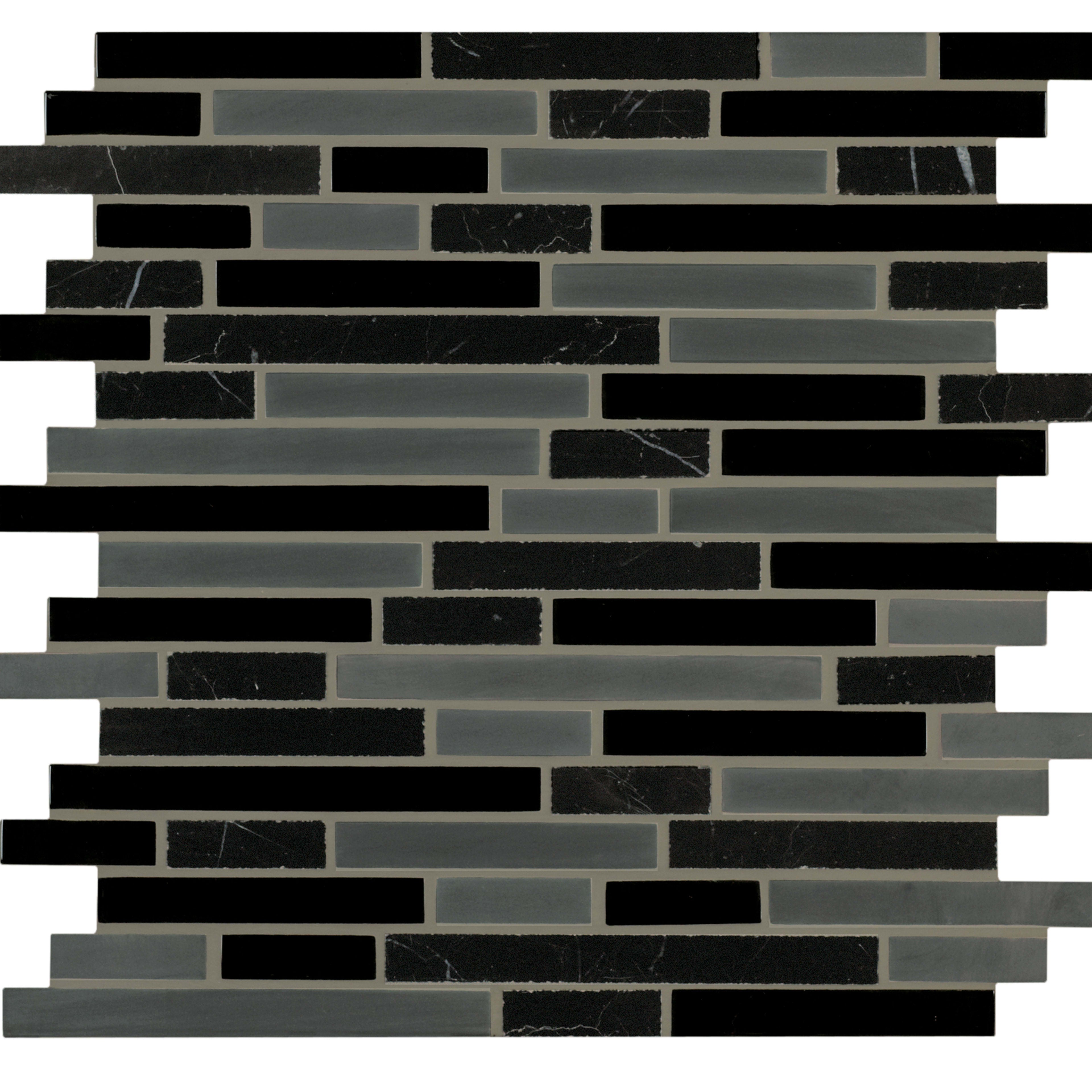 Ebb and Flow in Cinders And Smoke Linear Mix Glass Tile