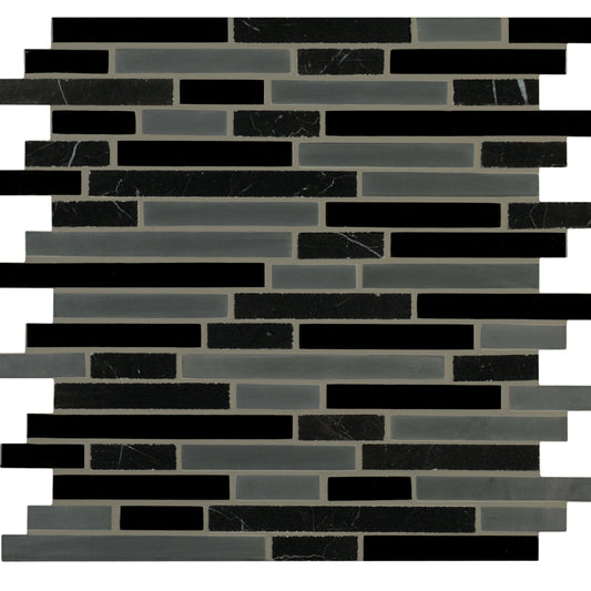 Ebb and Flow in Cinders And Smoke Linear Mix Glass Tile