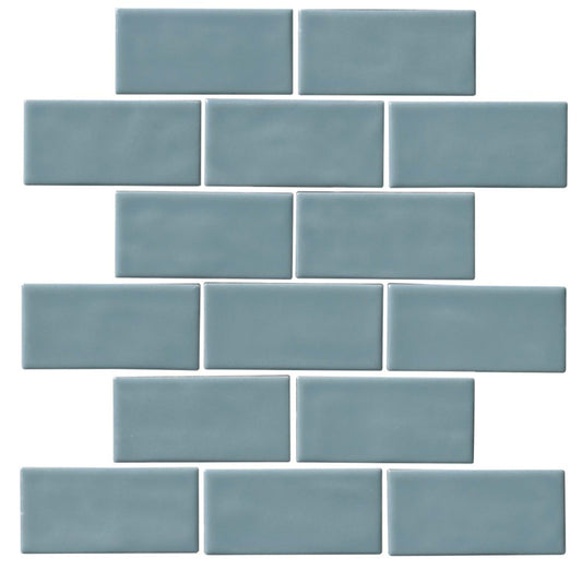 Regina in Light Blue Mosaic Brick-Joint Tile