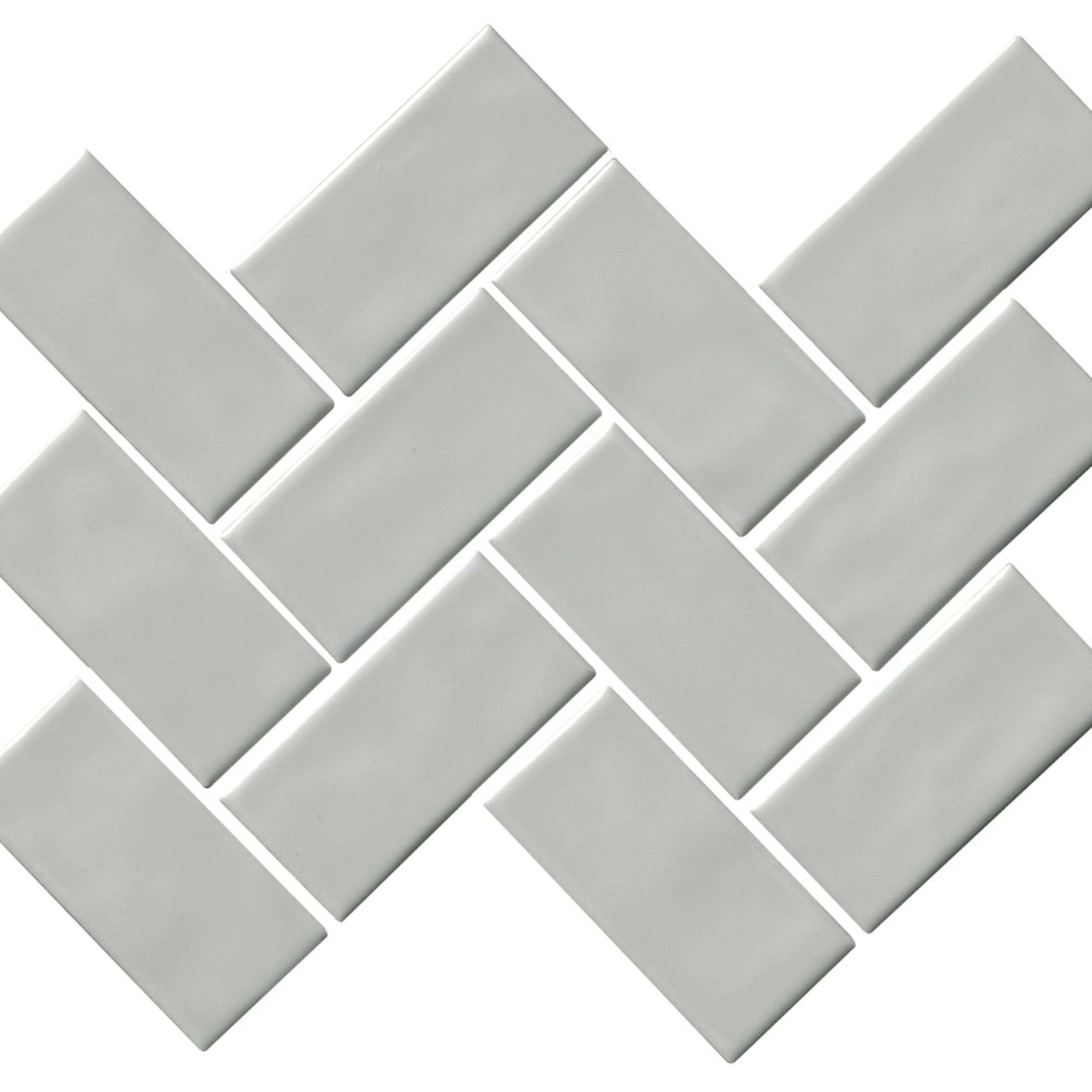 Regina in Light Gray Mosaic Herringbone Tile