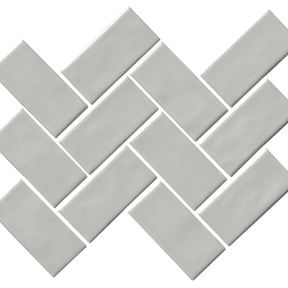 Regina in Light Gray Mosaic Herringbone Tile