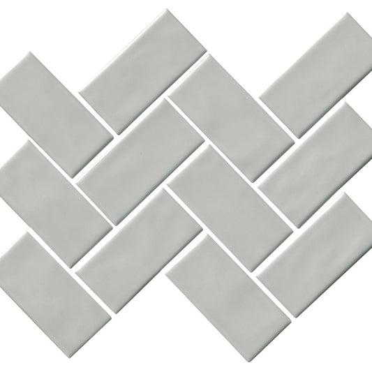 Regina in Light Gray Mosaic Herringbone Tile