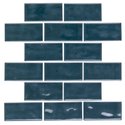 Regina in Dark Blue Mosaic Brick-Joint Tile