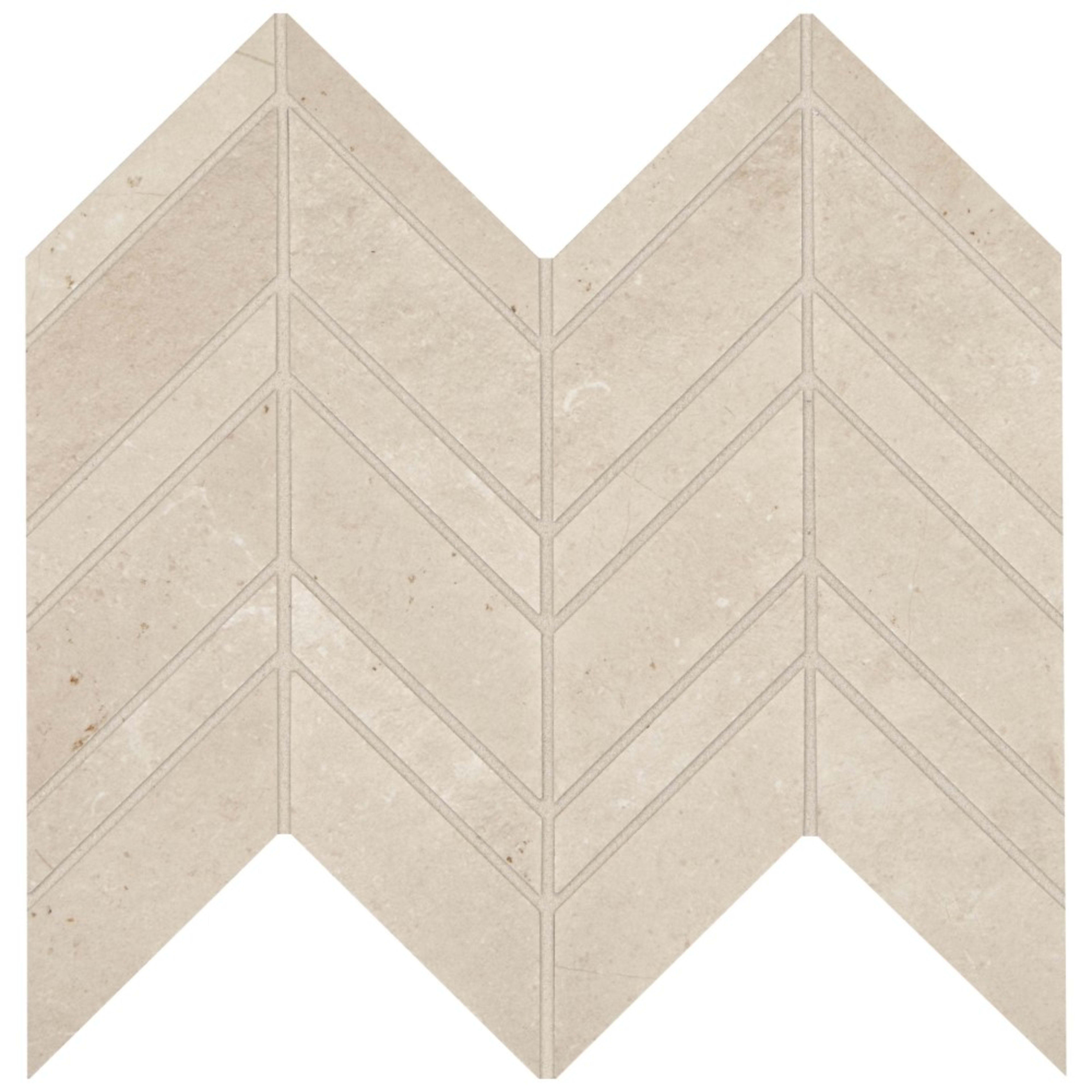 Gallery in White Mosaic Chevron Tile