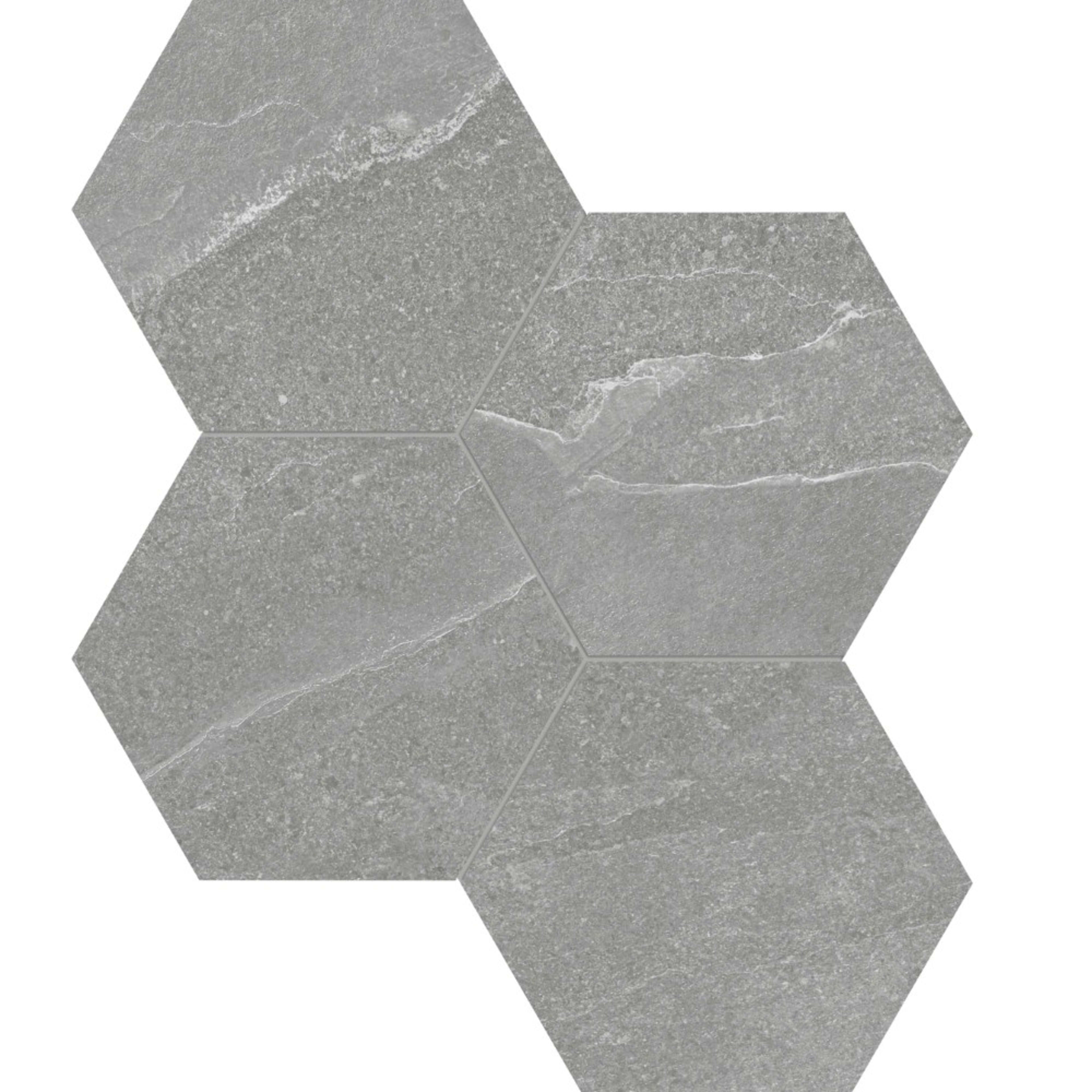 Niles in Medium Grey Mosaic 6" Hex Tile