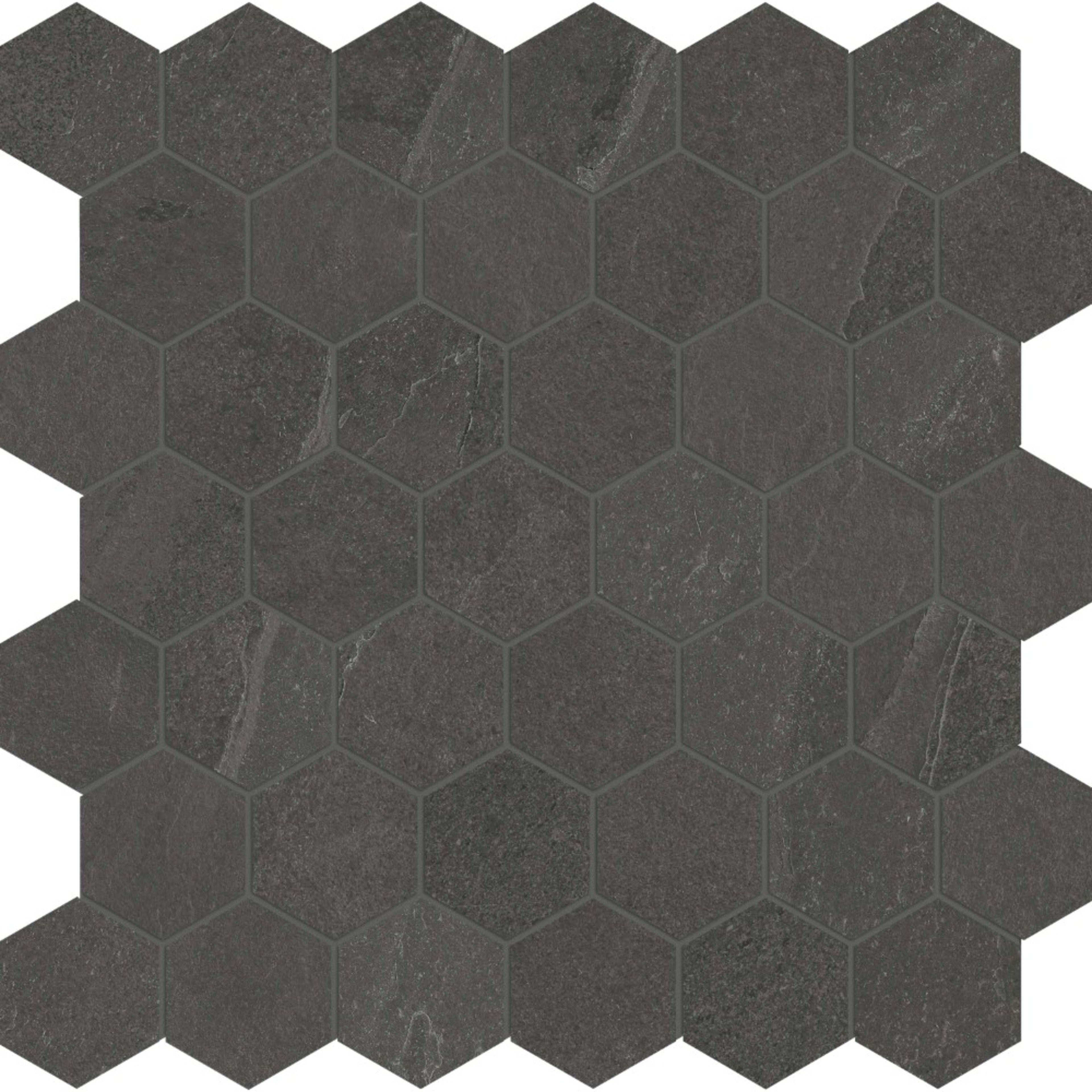 Niles in Black Mosaic 2" Hex Tile
