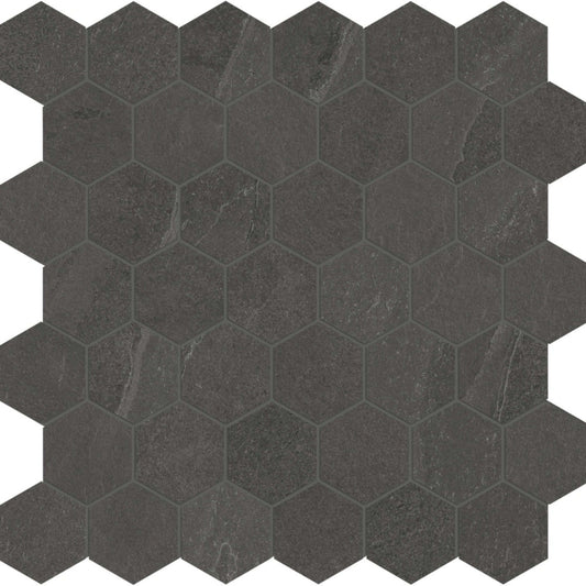 Niles in Black Mosaic 2" Hex Tile