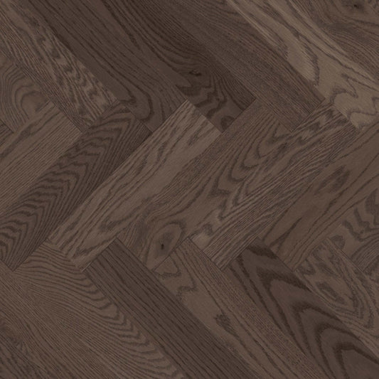 Admiration Engineered - Red Oak in Platinum - 5" Herringbone Smooth Hardwood