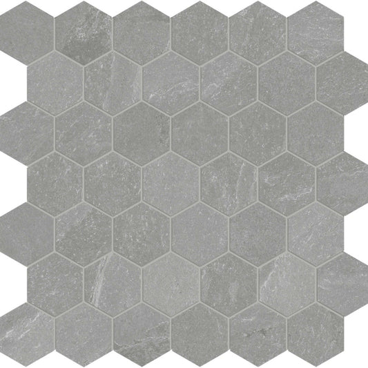 Niles in Medium Grey Mosaic 2" Hex Tile