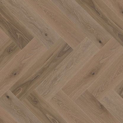 Sweet Memories Engineered - White Oak DuraMatt in Sand Castle - 5" Herringbone Brushed Hardwood