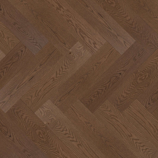 Admiration Engineered - Red Oak in Savanna - 5" Herringbone Brushed Hardwood