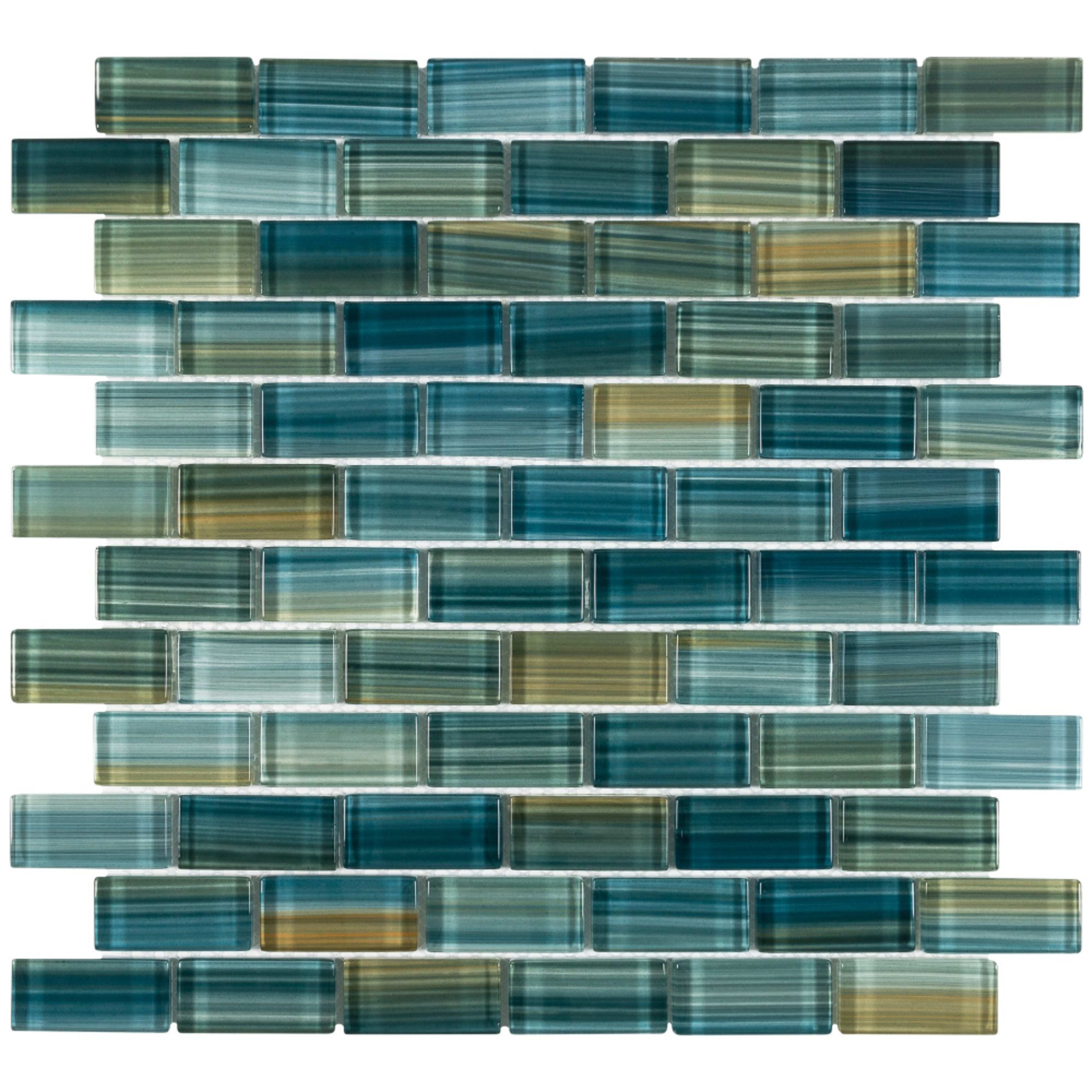 Splash in Neptune Emerald 1×2 Glass Tile