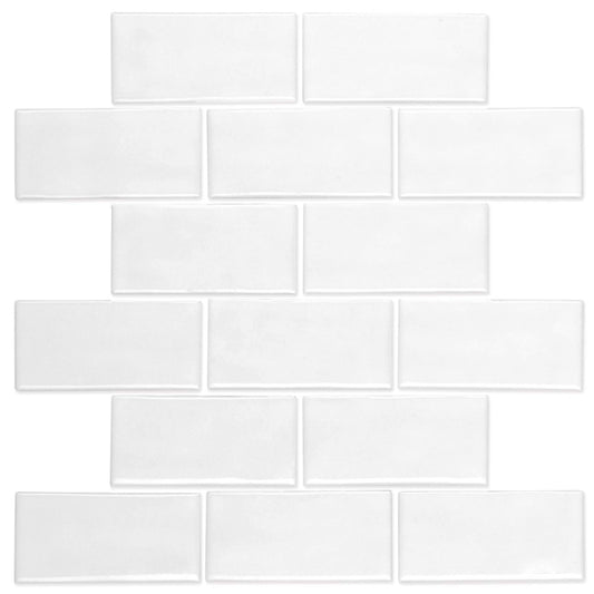Regina in White Mosaic Brick-Joint Tile
