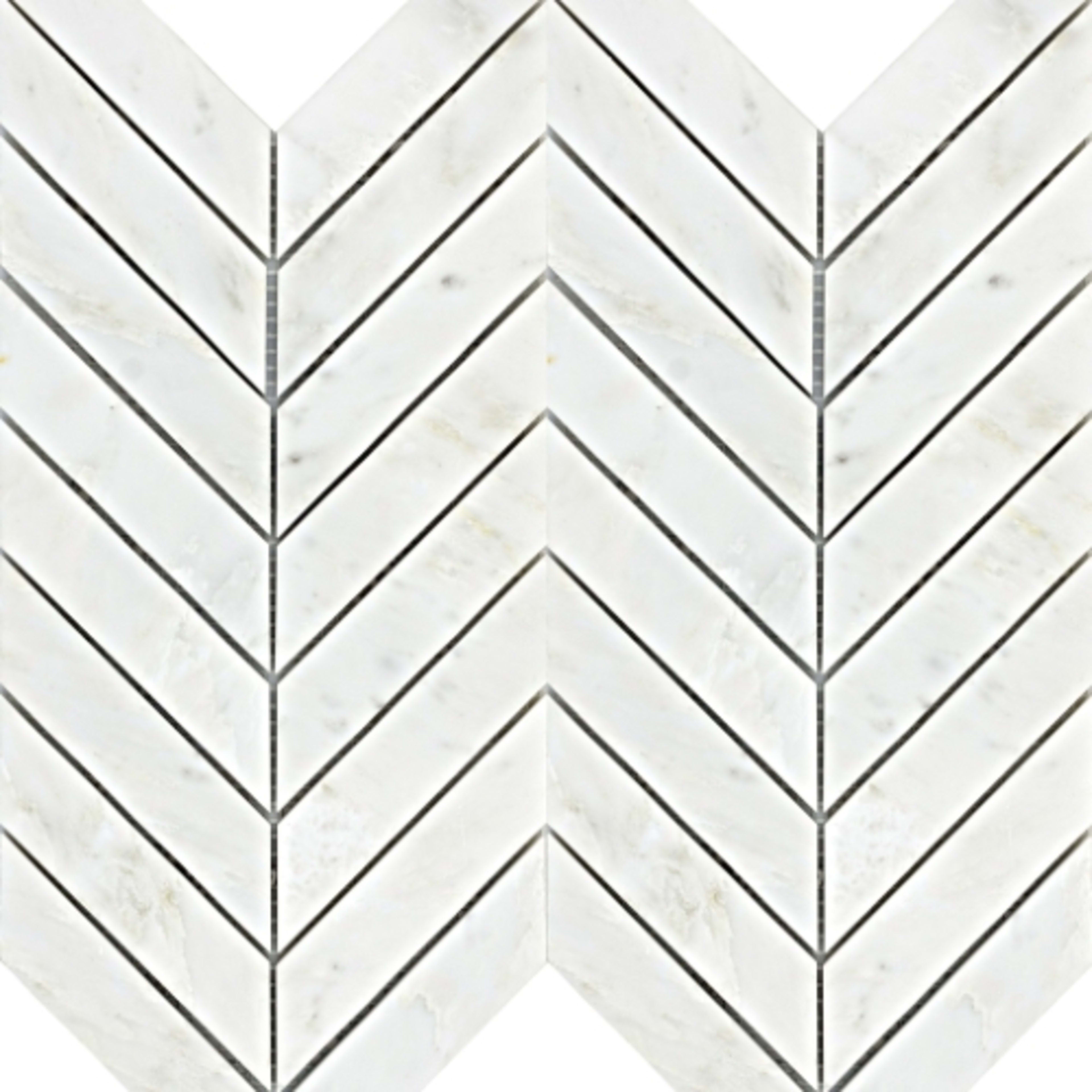 Marble Winter Frost in Winter Frost Chevron Mosaic - Mesh Mosaic Natural Stone
