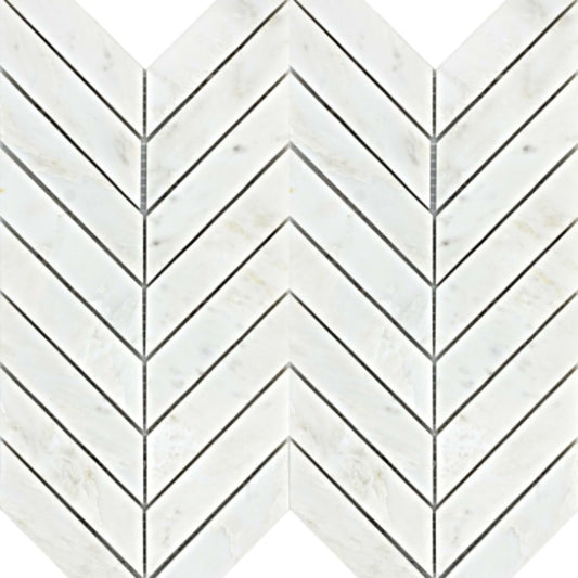 Marble Winter Frost in Winter Frost Chevron Mosaic - Mesh Mosaic Natural Stone