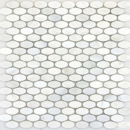 Marble Winter Frost in Winter Frost Oval Mosaic - Mesh Mosaic Natural Stone