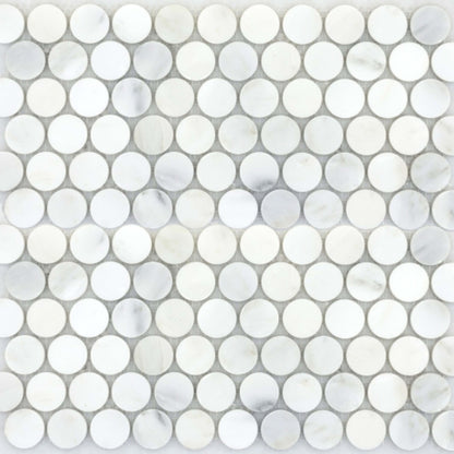 Marble Winter Frost in Winter Frost Penny Mosaic - Mesh Mosaic Natural Stone