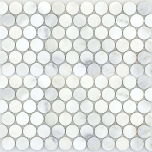 Marble Winter Frost in Winter Frost Penny Mosaic - Mesh Mosaic Natural Stone