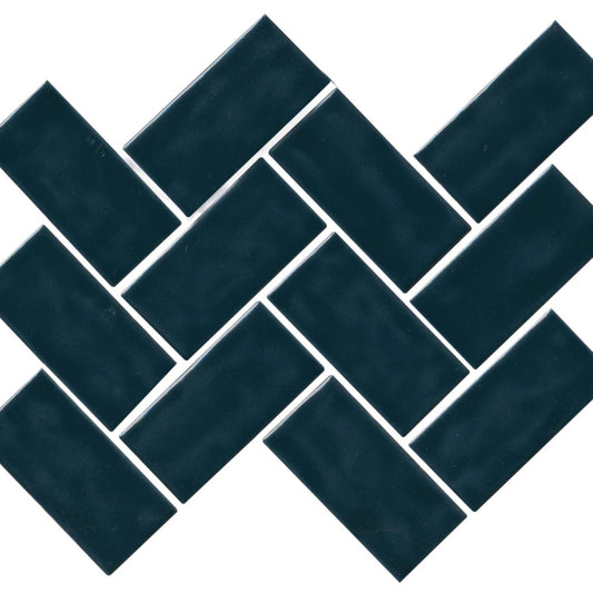Regina in Dark Blue Mosaic Herringbone Tile
