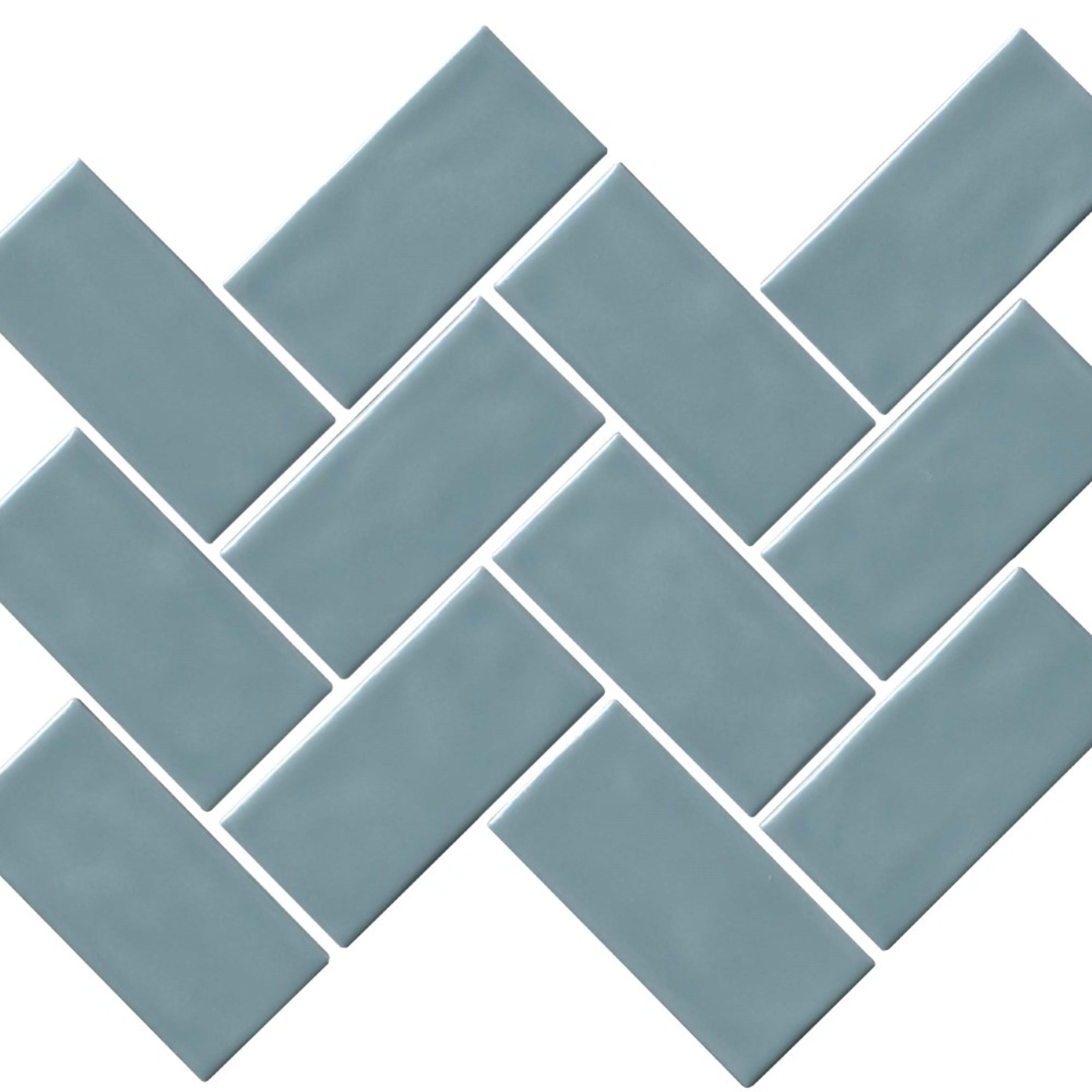 Regina in Light Blue Mosaic Herringbone Tile