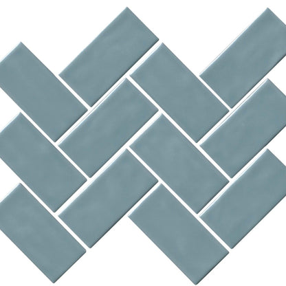 Regina in Light Blue Mosaic Herringbone Tile