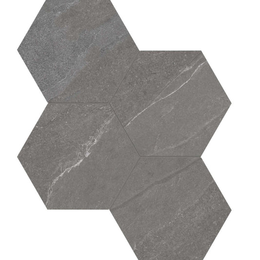 Niles in Dark Grey Mosaic 6" Hex Tile