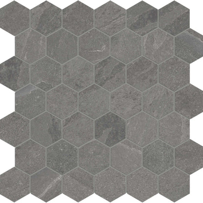Niles in Dark Grey Mosaic 2" Hex Tile