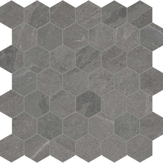 Niles in Dark Grey Mosaic 2" Hex Tile