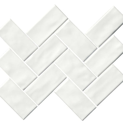 Regina in White Mosaic Herringbone Tile